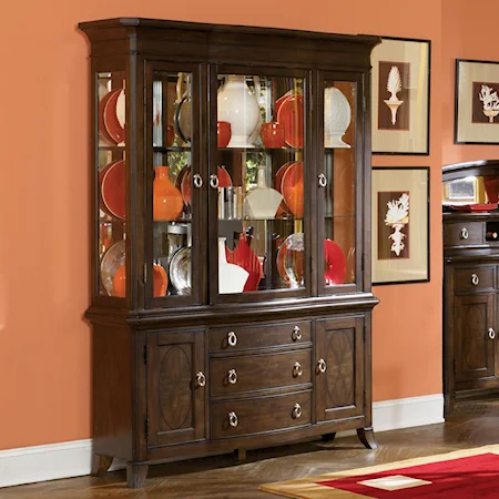 China Cabinet with Curved Doors & Beveled Glass